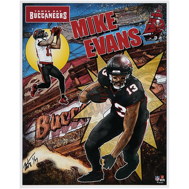 Mike Evans Tampa Bay Buccaneers 16" x 20" Photo Print - Art by Brian Kong - Limited Edition of 99
