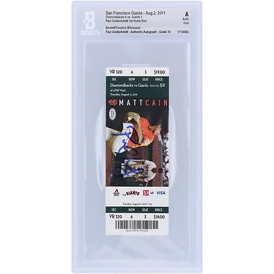 Paul Goldschmidt Arizona Diamondbacks Autographed Beckett Fanatics Witnessed Authenticated Auto 10 Ticket from August 2, 2011 - 1st Career Home Run