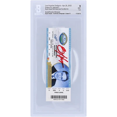 Bryce Harper Washington Nationals Autographed Beckett Fanatics Witnessed Authenticated 9/10 Ticket from April 28, 2012 - MLB Debut & 1st MLB Hit