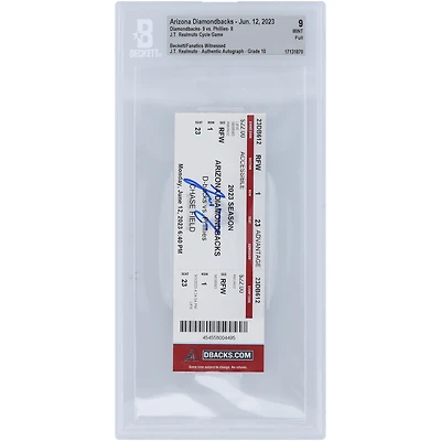 J.T. Realmuto Philadelphia Phillies Autographed Beckett Fanatics Witnessed Authenticated 9/10 Ticket from June 12, 2023 - 1st Career Cycle