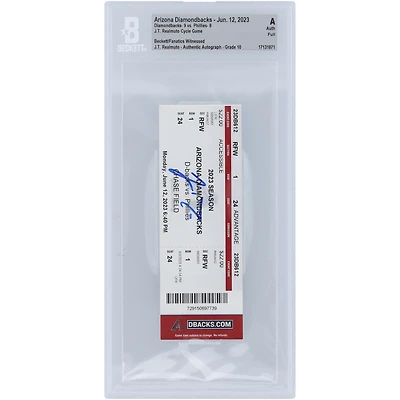 J.T. Realmuto Philadelphia Phillies Autographed Beckett Fanatics Witnessed Authenticated Auto 10 Ticket from June 12, 2023 - 1st Career Cycle