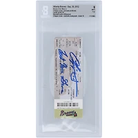 Chipper Jones Atlanta Braves Autographed Beckett Fanatics Witnessed Authenticated 9/10 Ticket from September 30, 2012 with "Last Home Game" Inscription - 2,725th Career Hit