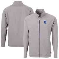 Men's Cutter & Buck  Gray Duke Blue Devils Adapt Eco Knit Hybrid Recycled Raglan Full-Zip Jacket