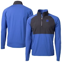 Men's Cutter & Buck Royal/Black Duke Blue Devils Adapt Eco Knit Hybrid Recycled Raglan DryTec Quarter-Zip Jacket