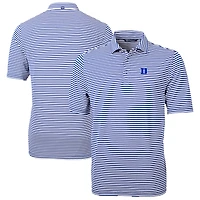 Men's Cutter & Buck Royal Duke Blue Devils Virtue Eco Pique Stripe Recycled DryTec Polo