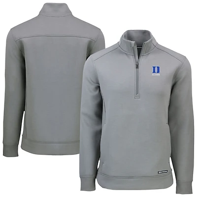 Men's Cutter & Buck Gray Duke Blue Devils Roam Eco Recycled Quarter-Zip Top