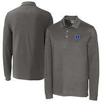 Men's Cutter & Buck  Gray Duke Blue Devils Advantage Eco Tri-Blend Long Sleeve Polo