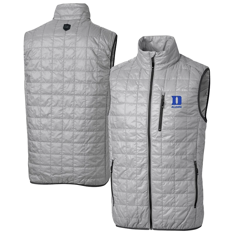 Men's Cutter & Buck  Gray Duke Blue Devils Alumni Rainier PrimaLoft® Insulated Full-Zip Puffer Vest