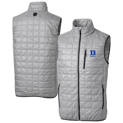 Men's Cutter & Buck  Gray Duke Blue Devils Alumni Rainier PrimaLoft® Insulated Full-Zip Puffer Vest