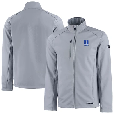 Men's Cutter & Buck  Gray Duke Blue Devils Alumni Evoke Eco Softshell Recycled Full-Zip Jacket