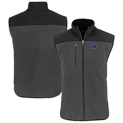 Men's Cutter & Buck  Gray Duke Blue Devils Cascade Eco Fleece Full-Zip Vest