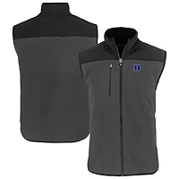 Men's Cutter & Buck  Gray Duke Blue Devils Cascade Eco Fleece Full-Zip Vest