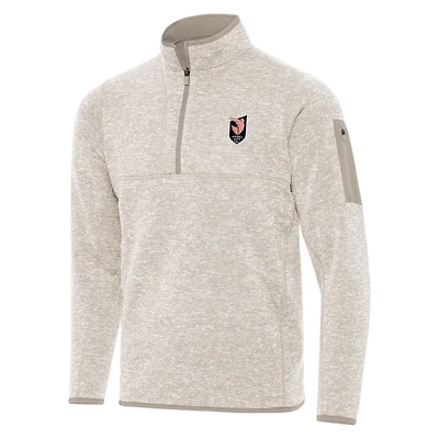 Men's Antigua Cream Angel City FC Fortune Quarter-Zip Jacket