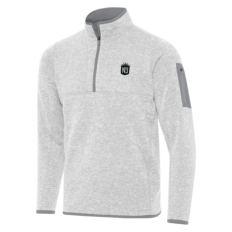 Men's Antigua Heather Gray NJ/NY Gotham FC Fortune Quarter-Zip Jacket