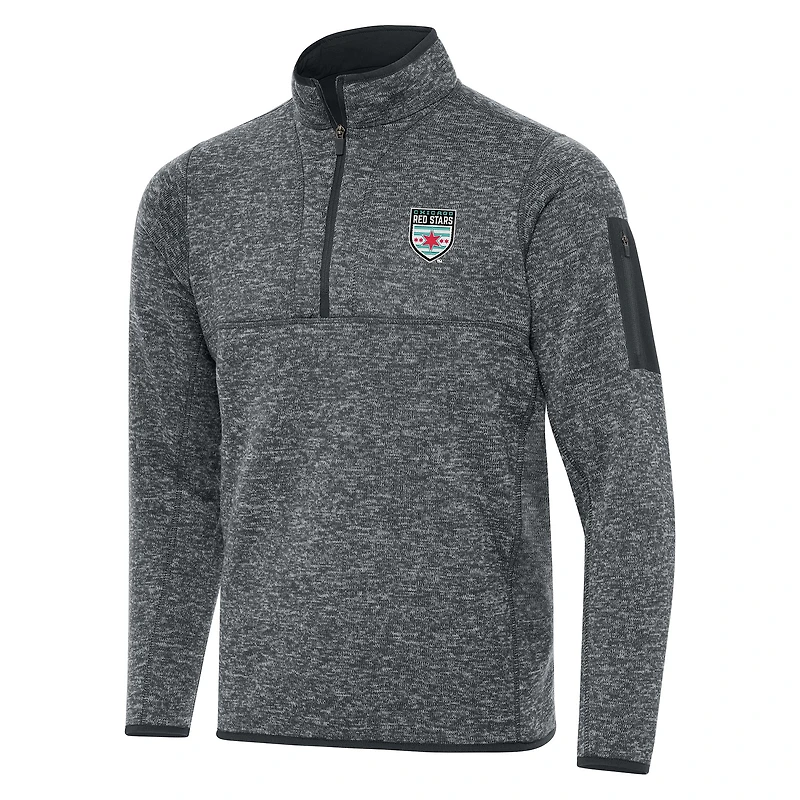 Men's Antigua  Heather Gray Chicago Red Stars Big & Tall Fortune Quarter-Zip Jacket