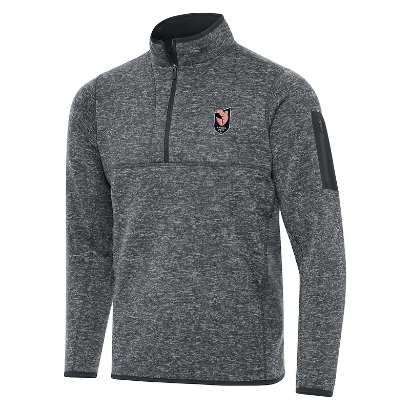 Men's Antigua Heather Gray Angel City FC Big & Tall Fortune Quarter-Zip Jacket