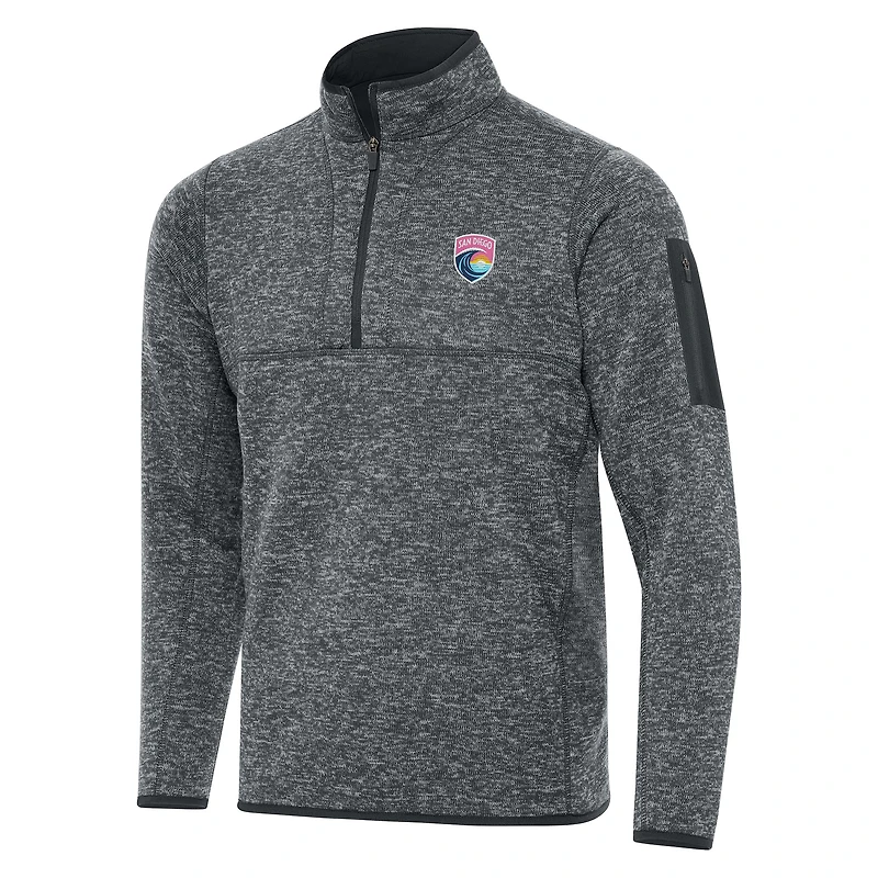 Men's Antigua  Heather Gray San Diego Wave FC Big & Tall Fortune Quarter-Zip Jacket