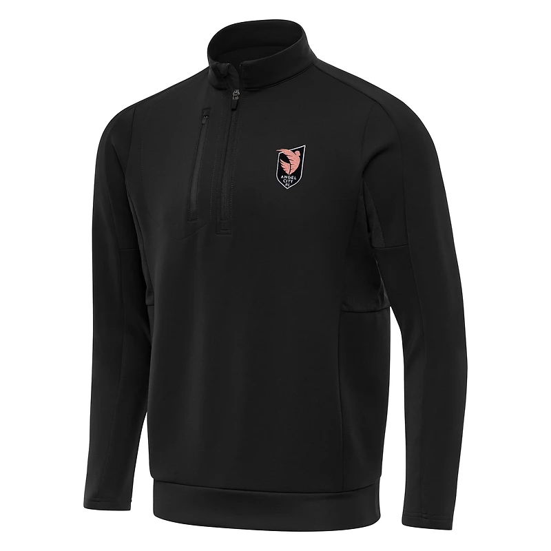 Men's Antigua  Black Angel City FC Generation Quarter-Zip Jacket