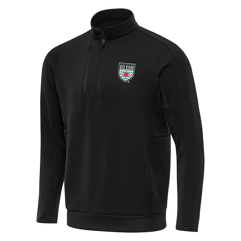 Men's Antigua  Black Chicago Red Stars Generation Quarter-Zip Jacket