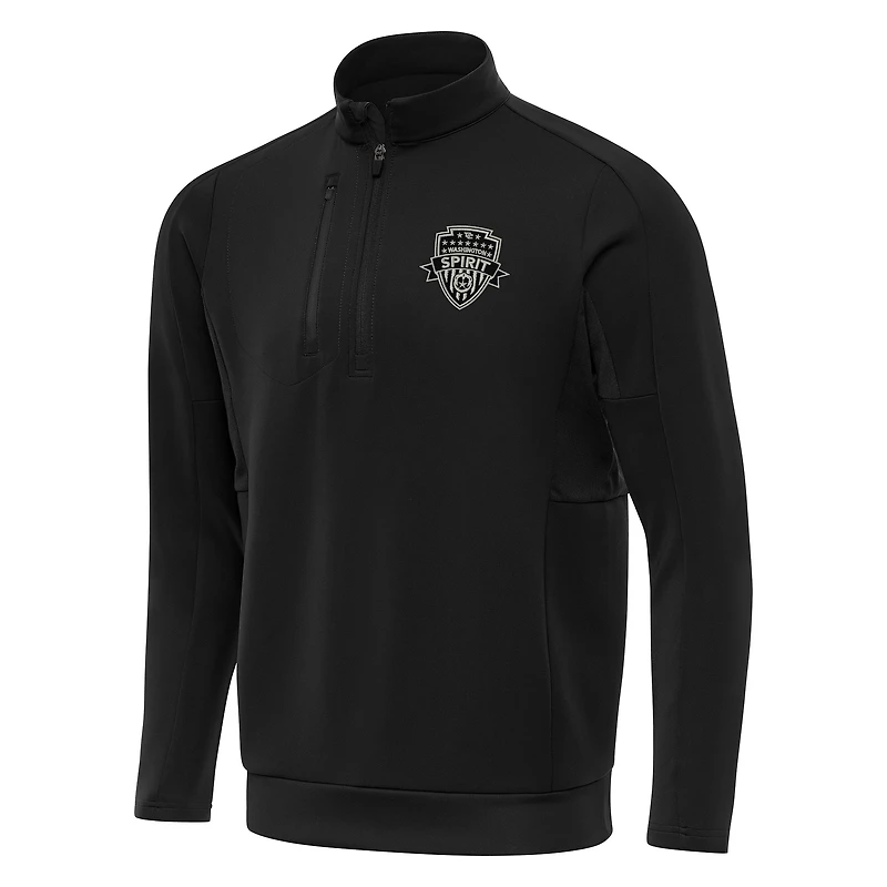 Men's Antigua  Black Washington Spirit Generation Quarter-Zip Jacket