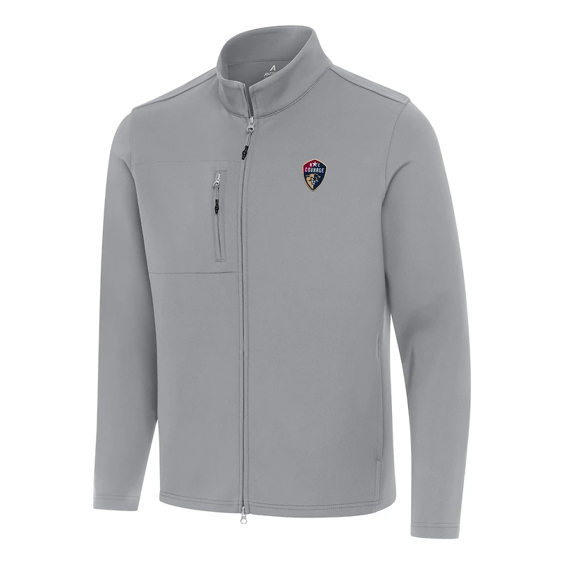 Men's Antigua Gray North Carolina Courage Objection Full-Zip Jacket