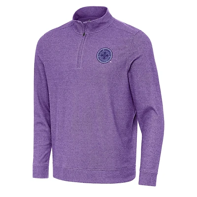 Men's Antigua Heather Purple Racing Louisville FC Subtle Quarter-Zip Pullover Sweatshirt