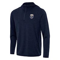 Men's Antigua Heather Navy Seattle Reign FC Tidy Quarter-Zip Pullover Hoodie