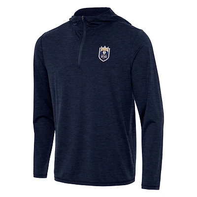 Men's Antigua Heather Navy Seattle Reign FC Tidy Quarter-Zip Pullover Hoodie
