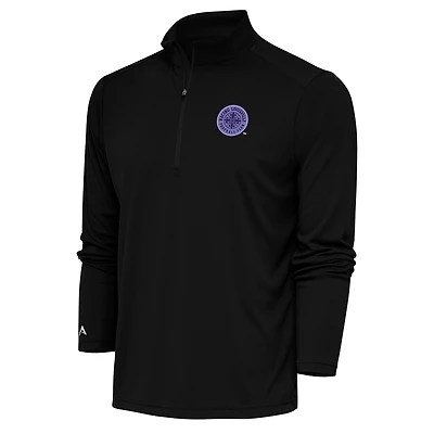 Men's Antigua Black Racing Louisville FC Tribute Quarter-Zip Top