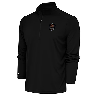Men's Antigua Black Houston Dash Tribute Quarter-Zip Top