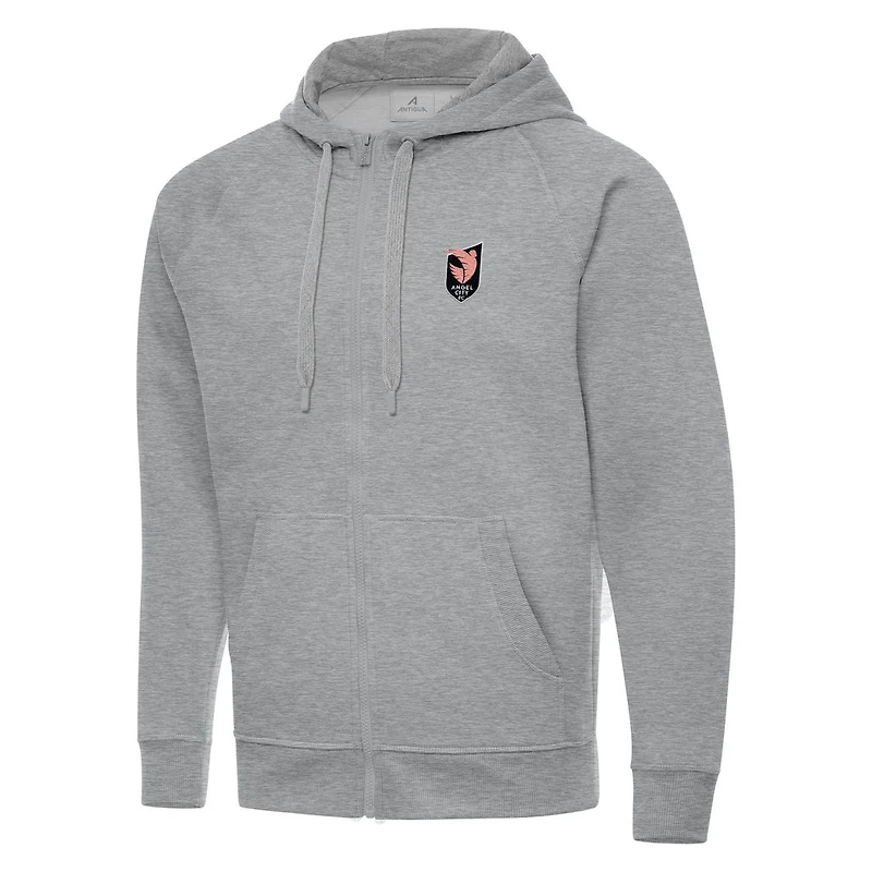 Men's Antigua Heather Gray Angel City FC Victory Full-Zip Hoodie