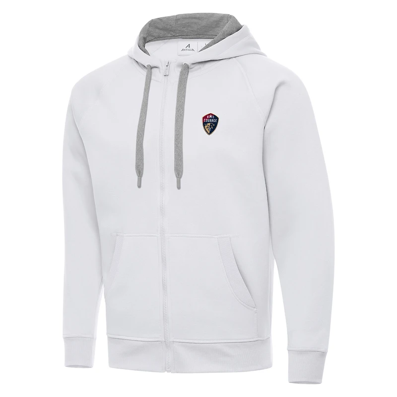 Men's Antigua White North Carolina Courage Victory Full-Zip Hoodie