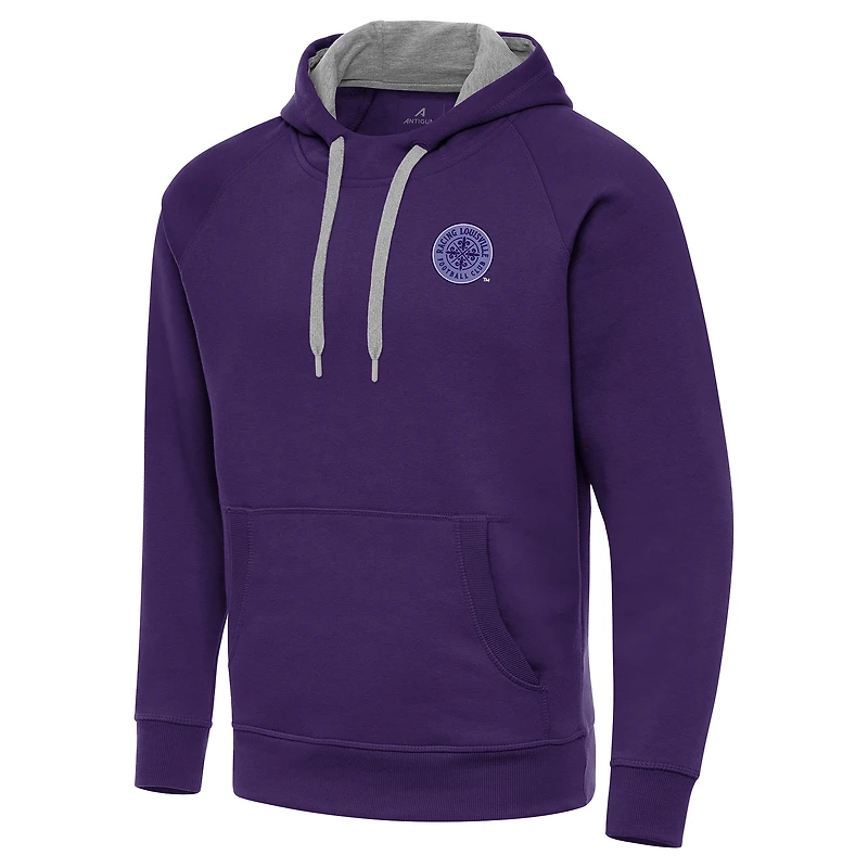 Men's Antigua Purple Racing Louisville FC Victory Pullover Hoodie