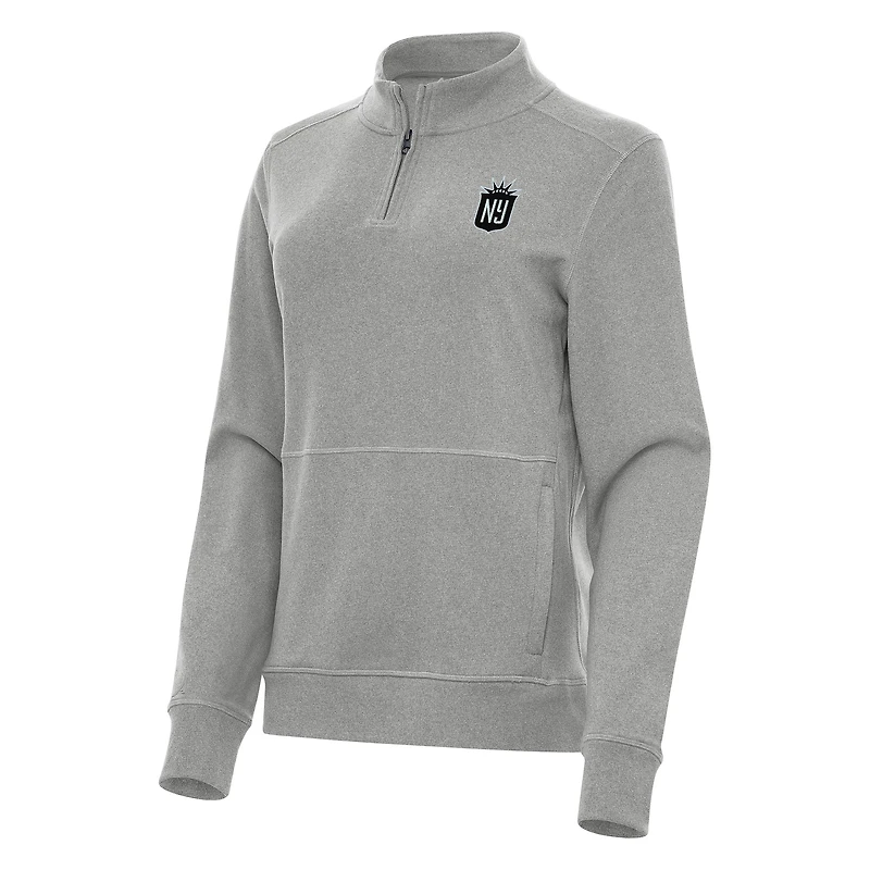 Women's Antigua Heather Gray NJ/NY Gotham FC Crush Quarter-Zip Jacket