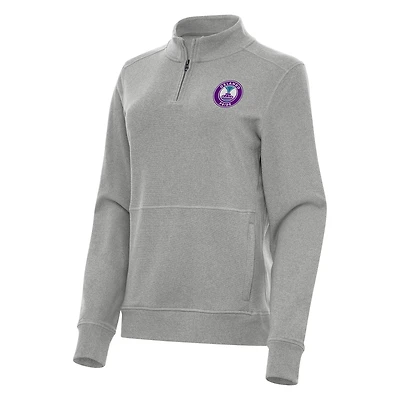 Women's Antigua Heather Gray Orlando Pride Crush Quarter-Zip Jacket