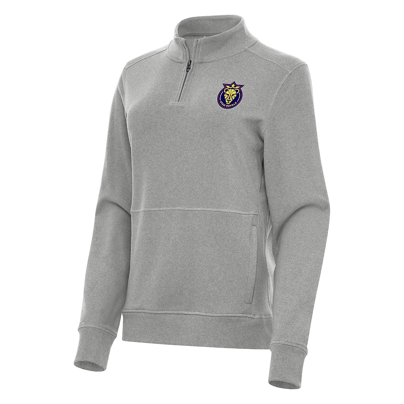 Women's Antigua Heather Gray Utah Royals Crush Quarter-Zip Jacket