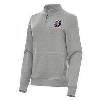 Women's Antigua Heather Gray Utah Royals Crush Quarter-Zip Jacket