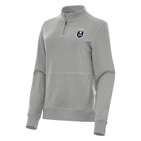 Women's Antigua Heather Gray Seattle Reign FC Crush Quarter-Zip Jacket