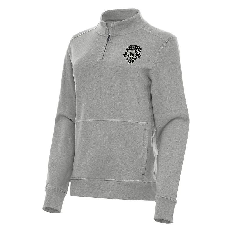 Women's Antigua Heather Gray Washington Spirit Crush Quarter-Zip Jacket
