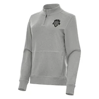 Women's Antigua Heather Gray Washington Spirit Crush Quarter-Zip Jacket