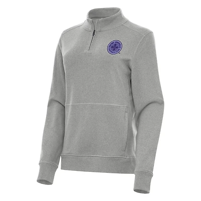 Women's Antigua Heather Gray Racing Louisville FC Crush Quarter-Zip Jacket
