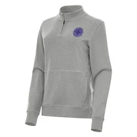 Women's Antigua Heather Gray Racing Louisville FC Crush Quarter-Zip Jacket