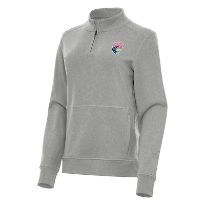 Women's Antigua Heather Gray San Diego Wave FC Crush Quarter-Zip Jacket