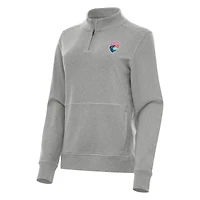 Women's Antigua Heather Gray San Diego Wave FC Crush Quarter-Zip Jacket