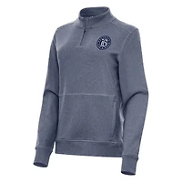 Women's Antigua Heather Navy Bay FC Crush Quarter-Zip Jacket