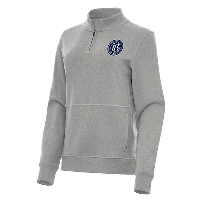 Women's Antigua Heather Gray Bay FC Crush Quarter-Zip Jacket