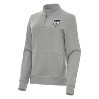 Women's Antigua Heather Gray Chicago Red Stars Crush Quarter-Zip Jacket