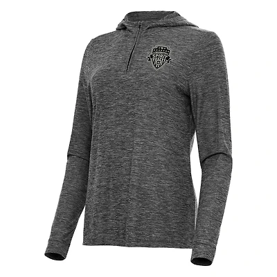 Women's Antigua Heather Black Washington Spirit Daybreak Quarter-Zip Jacket