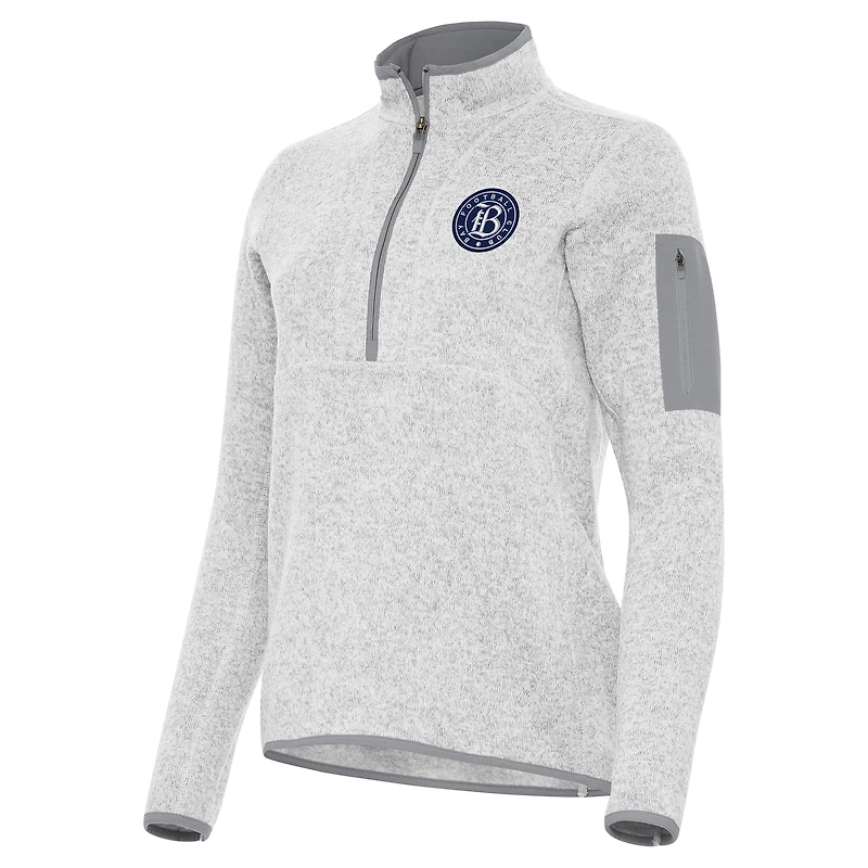 Women's Antigua Heather Gray Bay FC Fortune Quarter-Zip Jacket