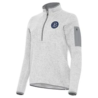 Women's Antigua Heather Gray Bay FC Fortune Quarter-Zip Jacket